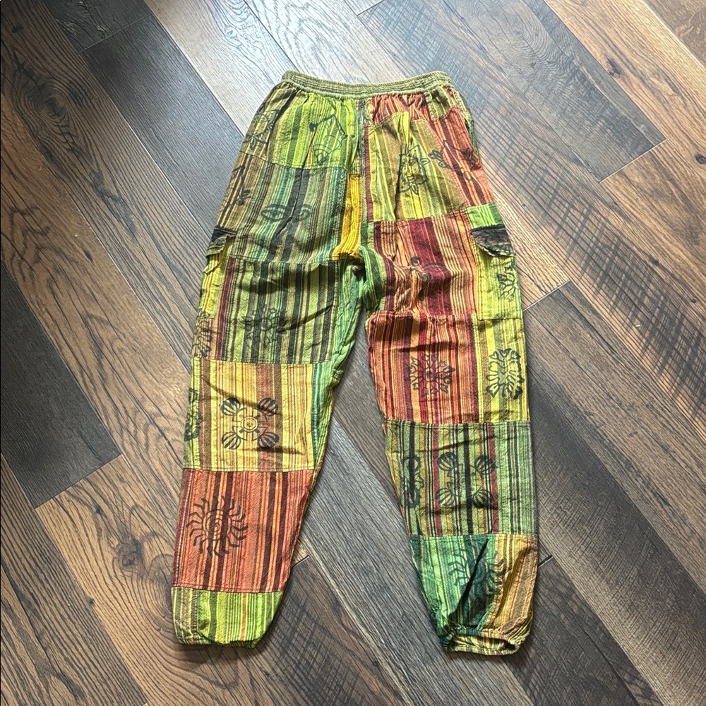 Boho Hippie Multicolor Patchwork Style Cargo Jogg… - image 3